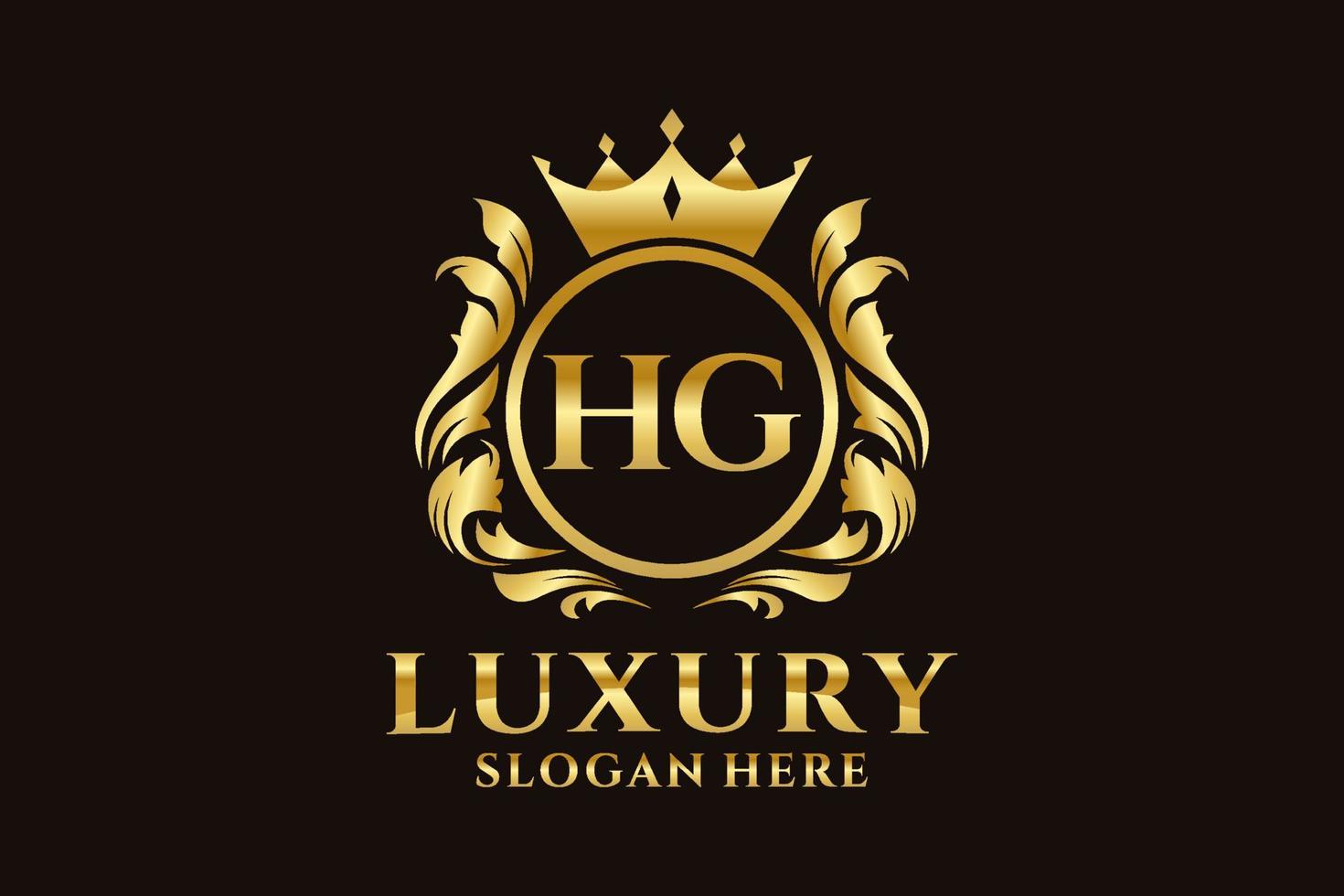 Initial HG Letter Royal Luxury Logo template in vector art for luxurious branding projects and other vector illustration.