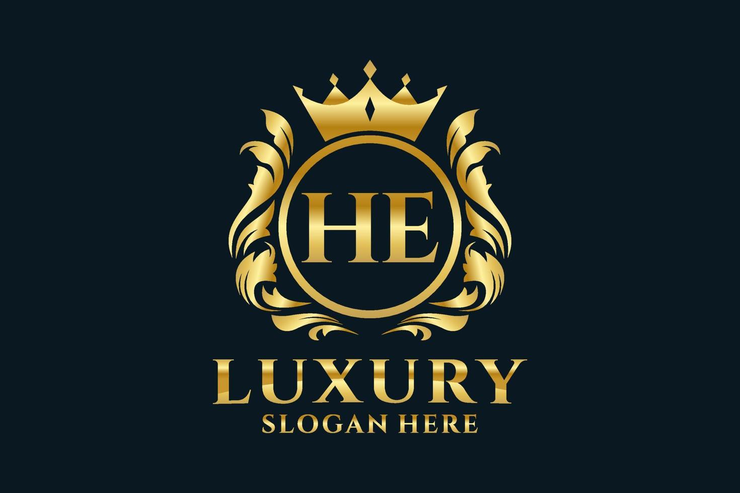 Initial HE Letter Royal Luxury Logo template in vector art for luxurious branding projects and other vector illustration.