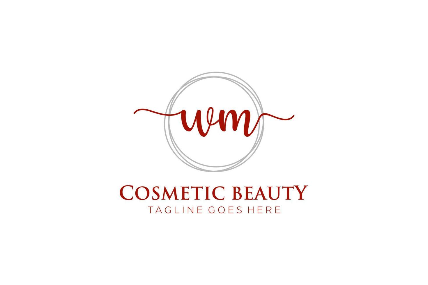 initial WM Feminine logo beauty monogram and elegant logo design, handwriting logo of initial signature, wedding, fashion, floral and botanical with creative template. vector