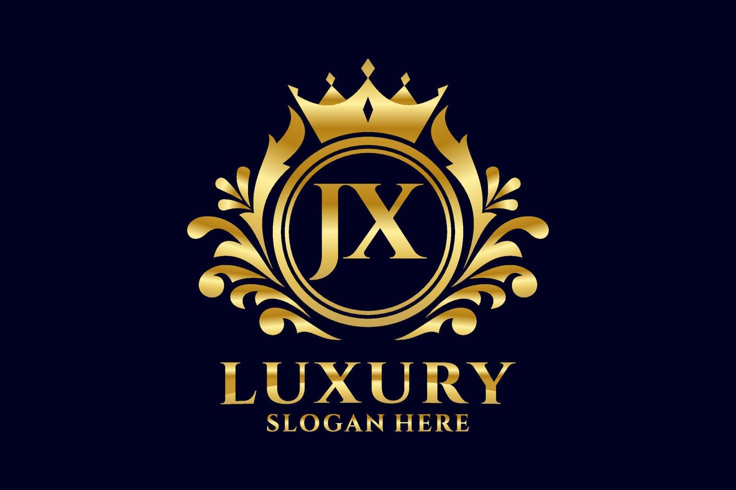 Initial JX Letter Royal Luxury Logo template in vector art for luxurious branding projects and other vector illustration.