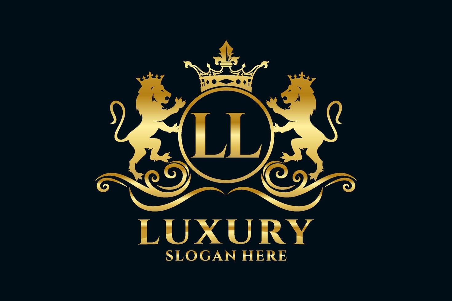Initial LL Letter Lion Royal Luxury Logo template in vector art for luxurious branding projects and other vector illustration.