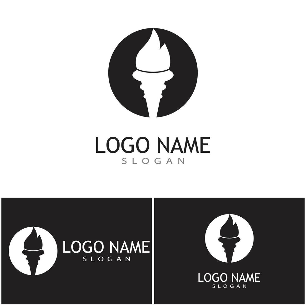 Torch with flame logo vector illustration design