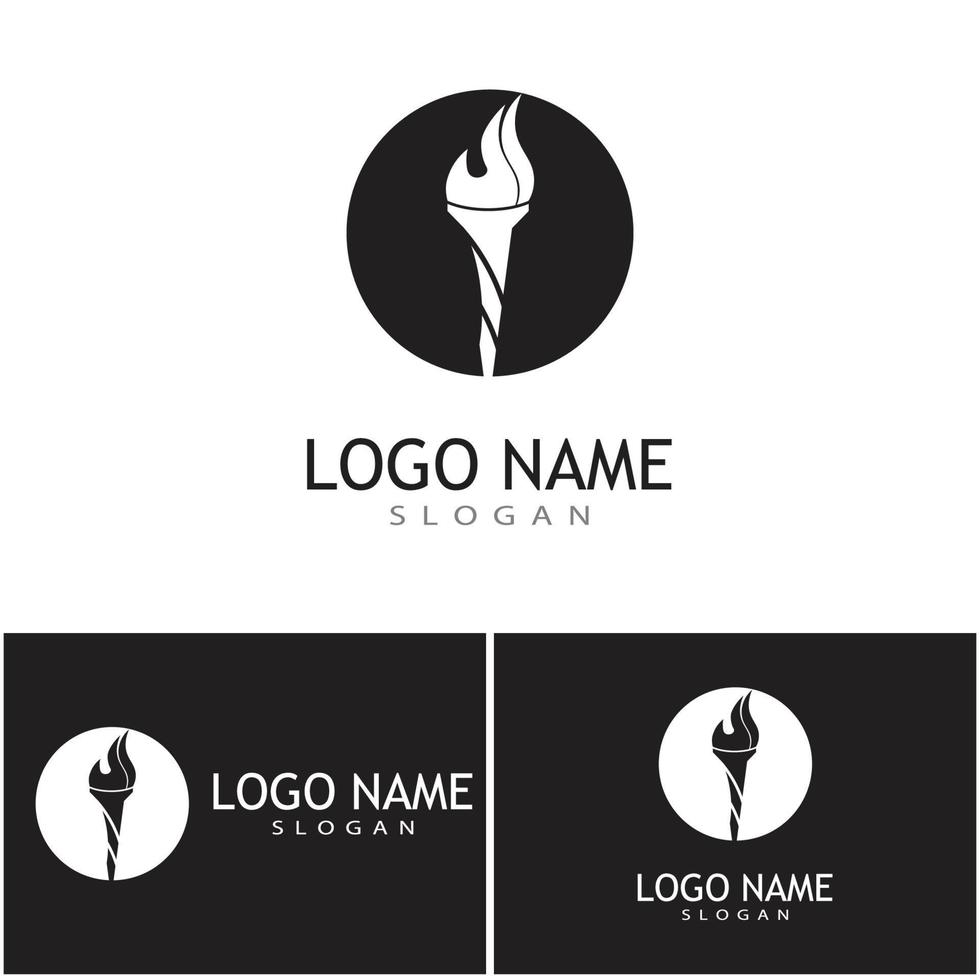 Antorcha con diseño de ilustración de vector de logotipo de llama