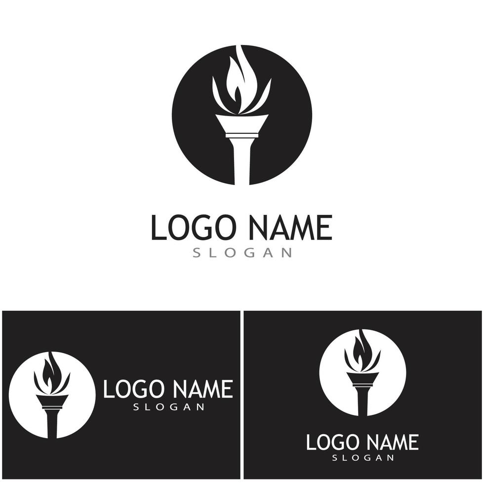 Torch with flame logo vector illustration design