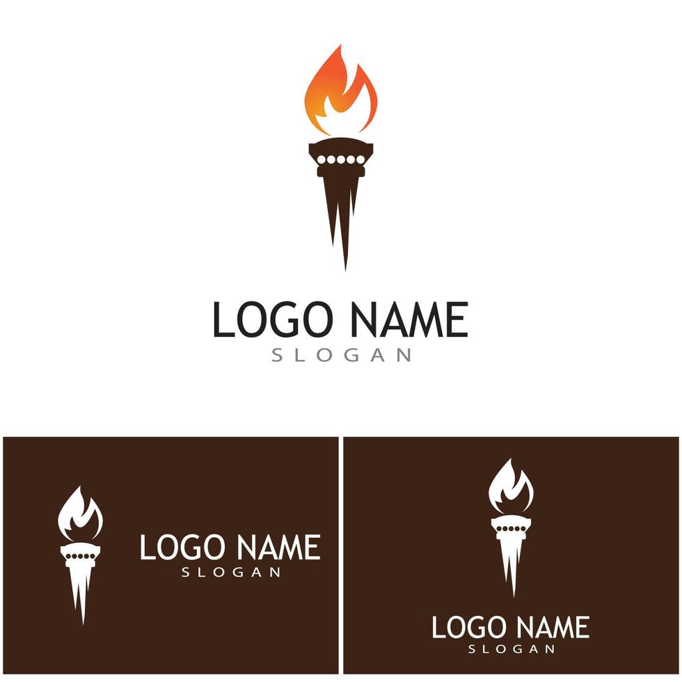 Antorcha con diseño de ilustración de vector de logotipo de llama