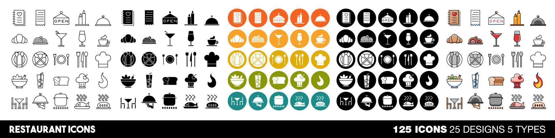 restaurante iconos vector set colección diseño gráfico