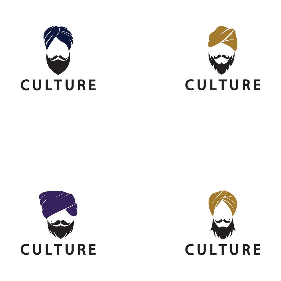 Turban Mustache India Indian logo design vector illustration.