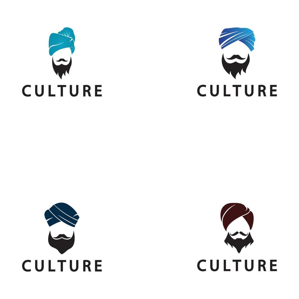 Turban Mustache India Indian logo design vector illustration.