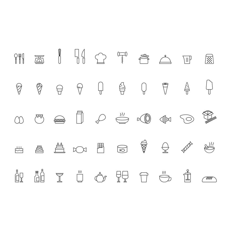 food icon set vector