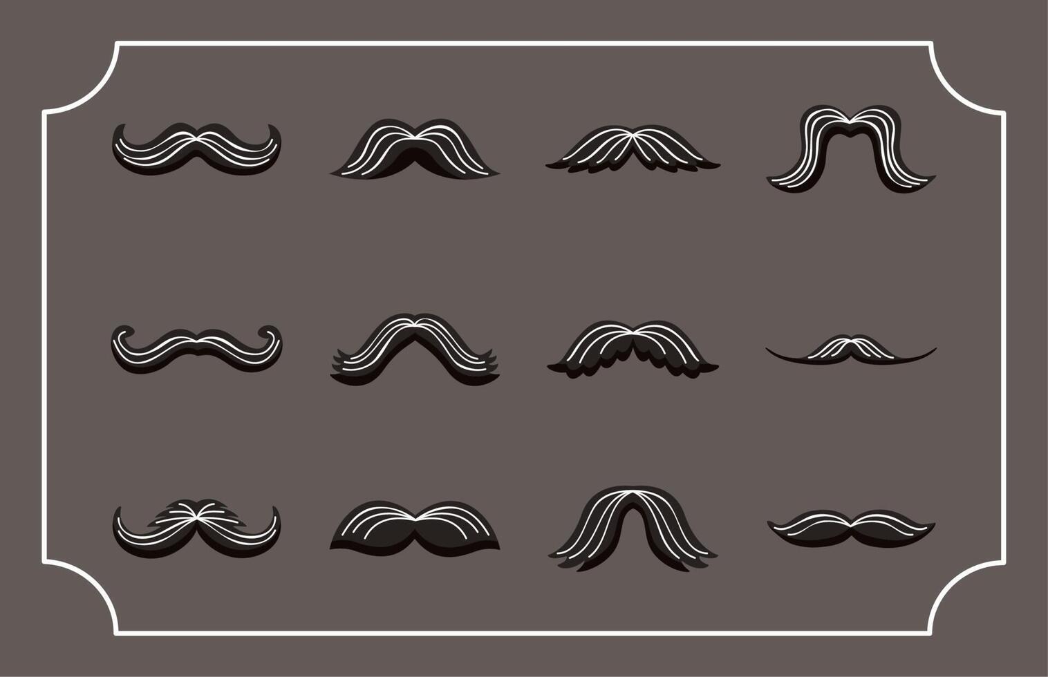 twelve mustaches styles icons vector