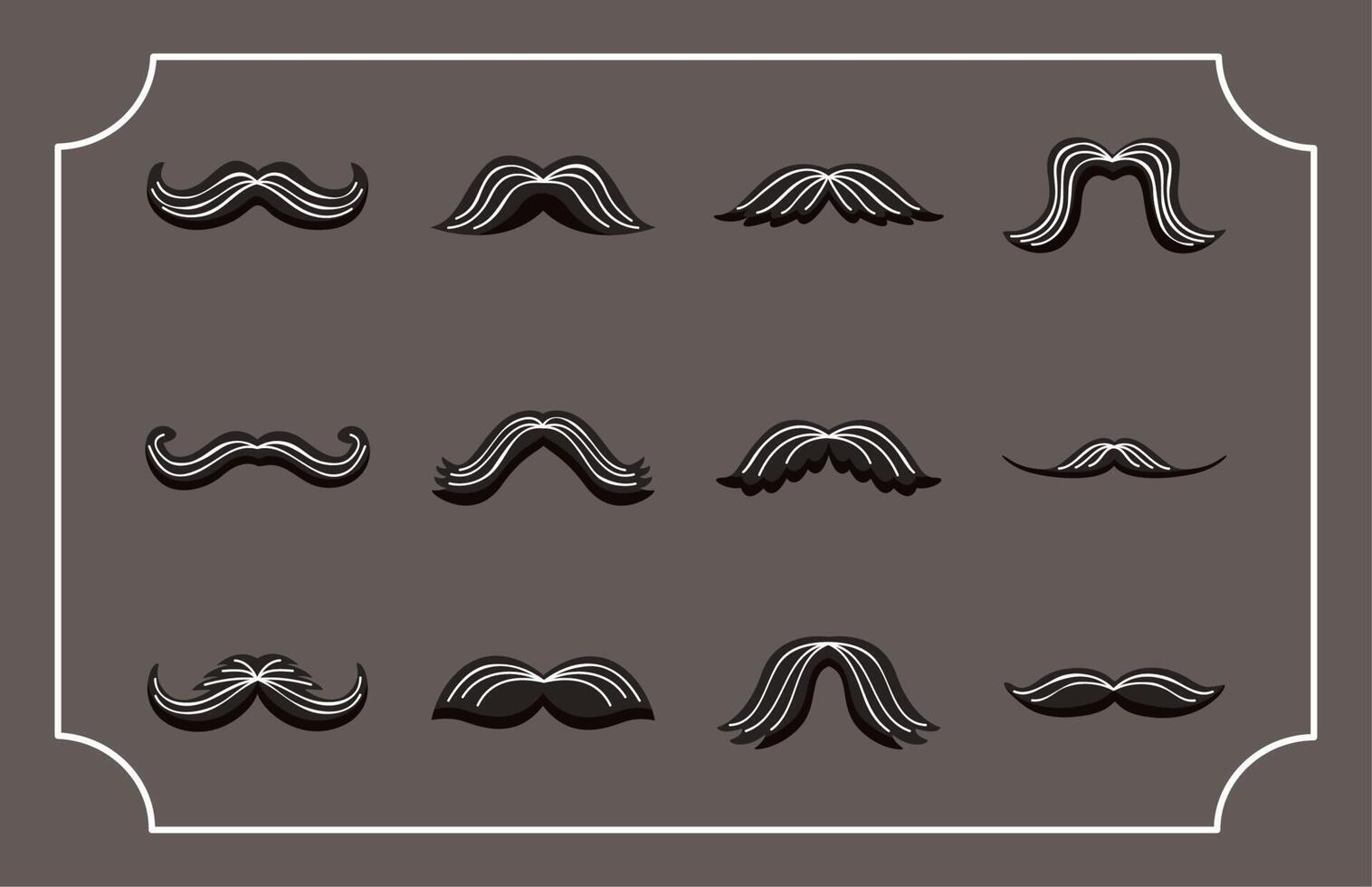 doce iconos de estilos de bigotes vector