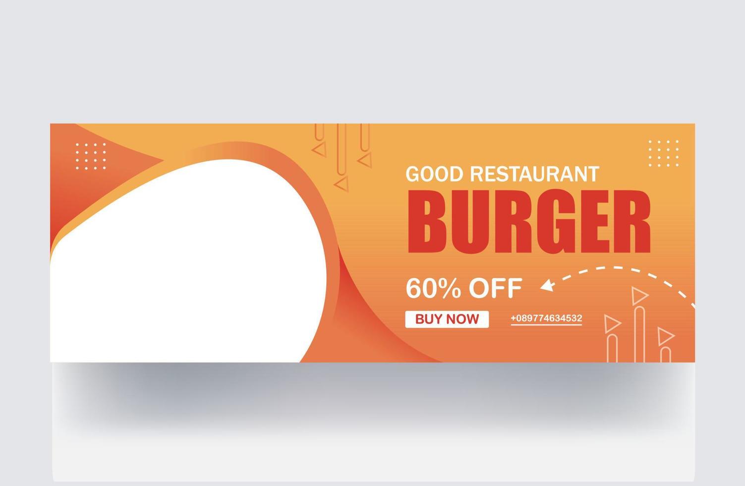 plantilla de diseño de miniatura de banner de portada de publicación de diseño de portada de redes sociales de hamburguesa vector