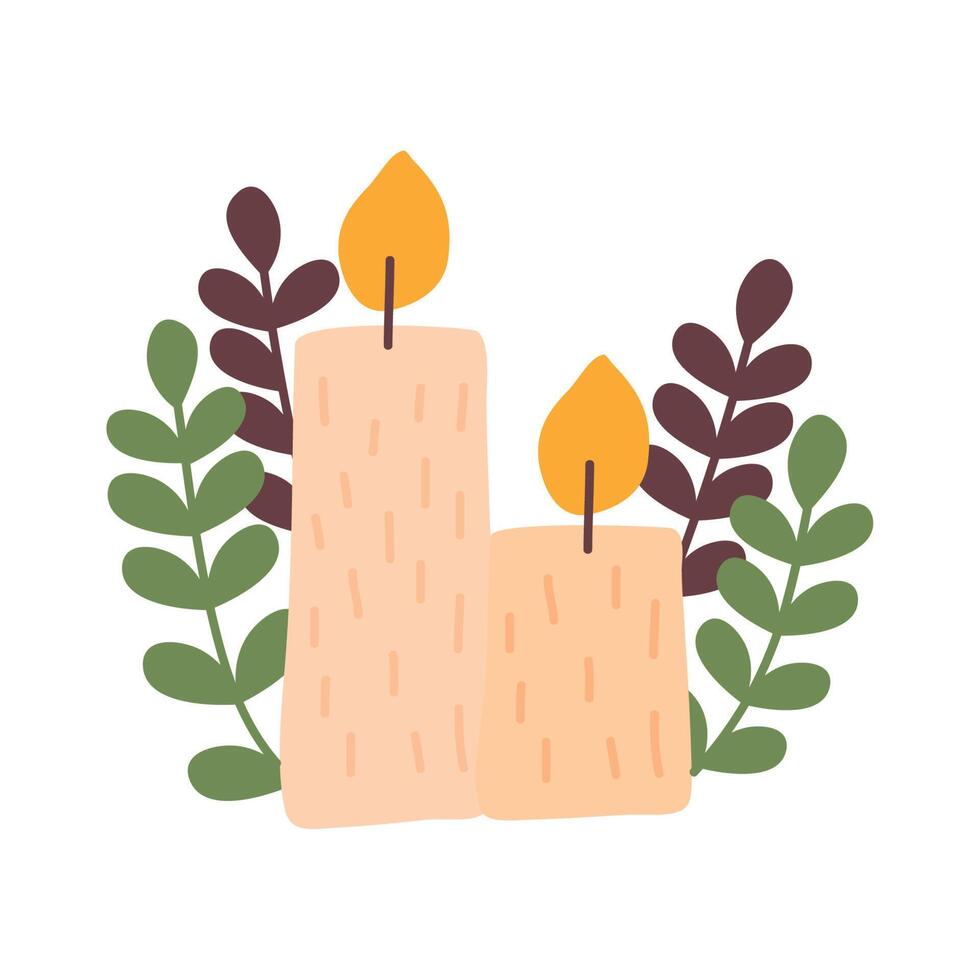 candles with leafs vector