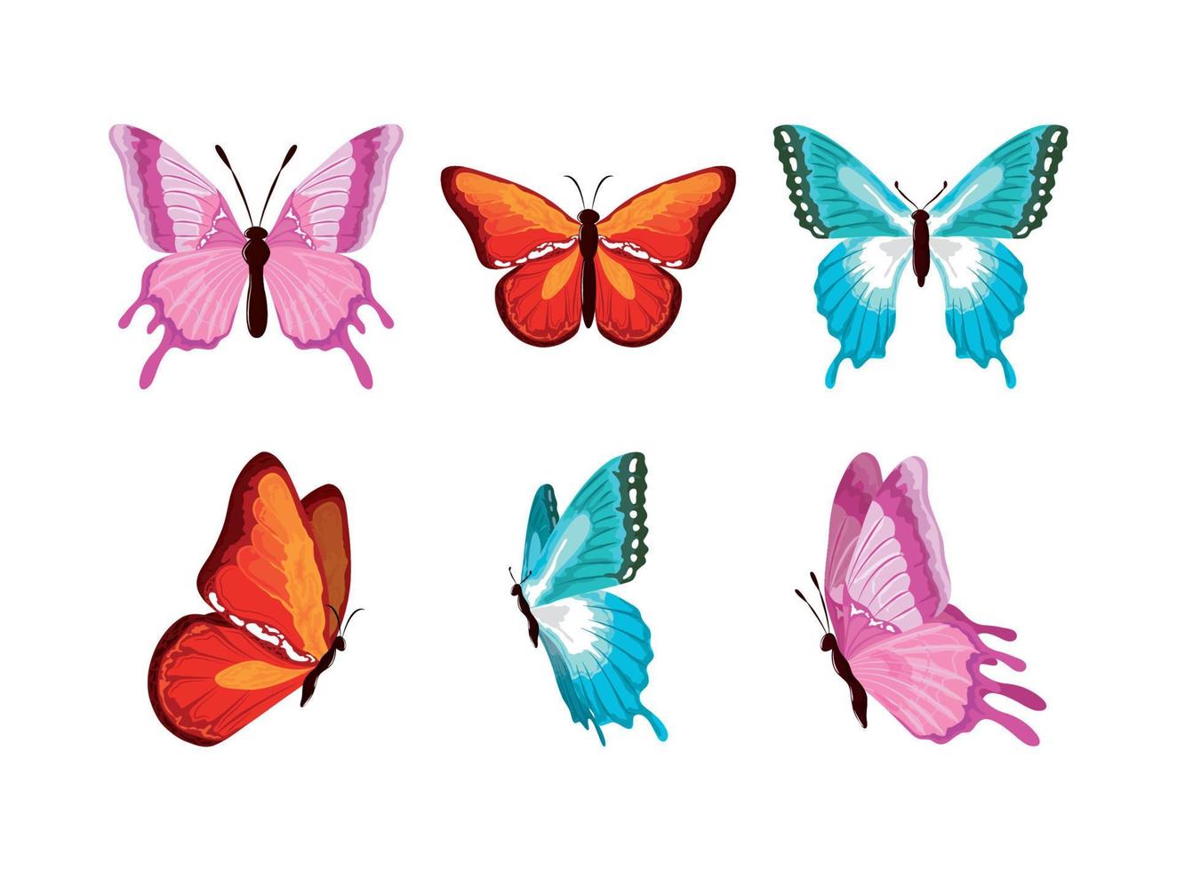 watercolor butterfly set vector