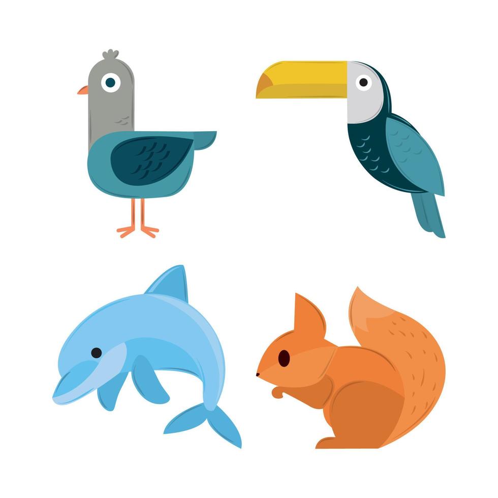 cute animals geometric vector