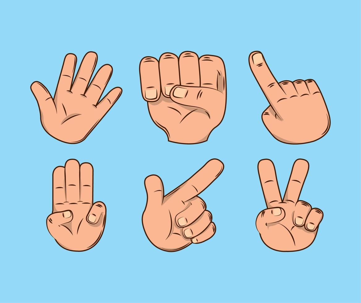 conjunto de gestos de manos vector