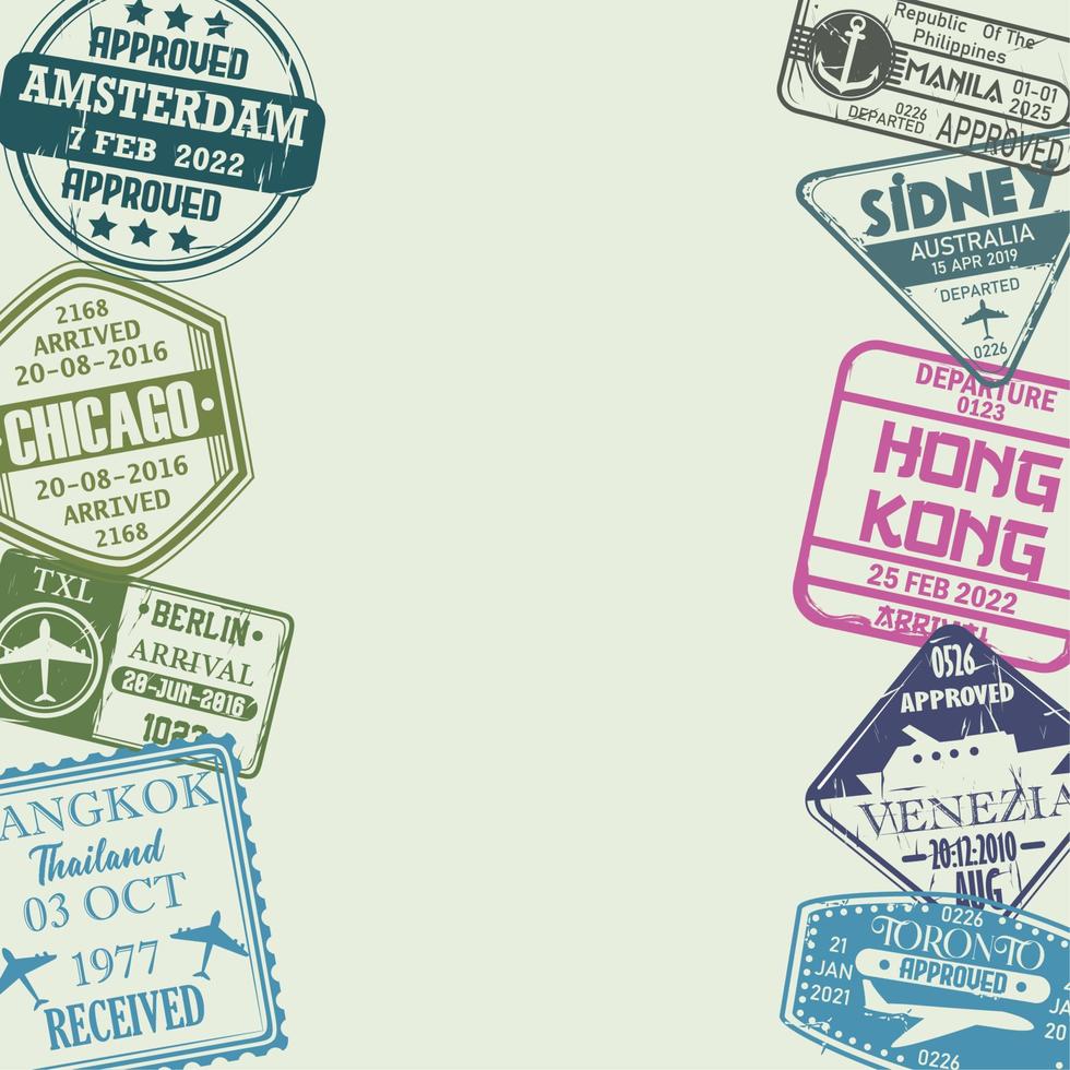 collection stamps travel vector