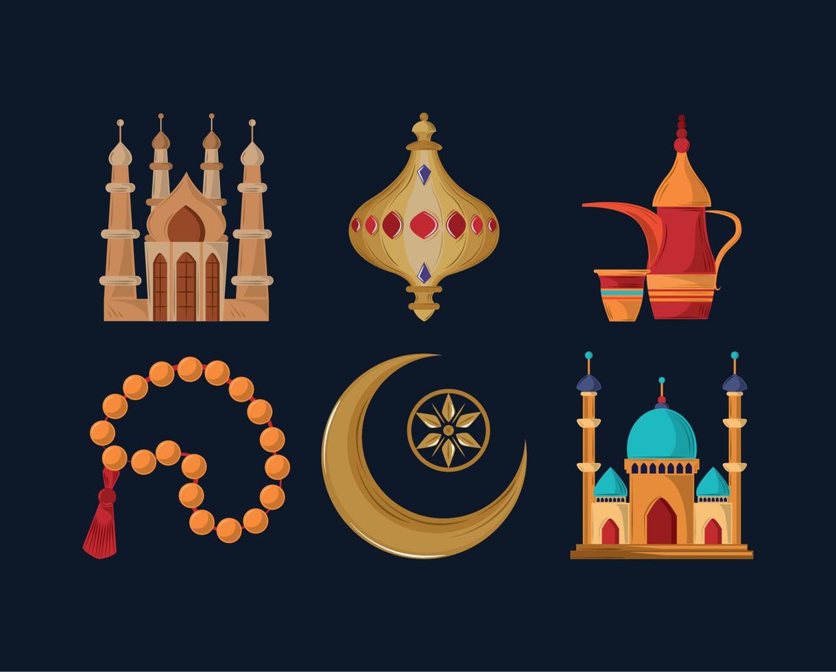 arabian icon set vector