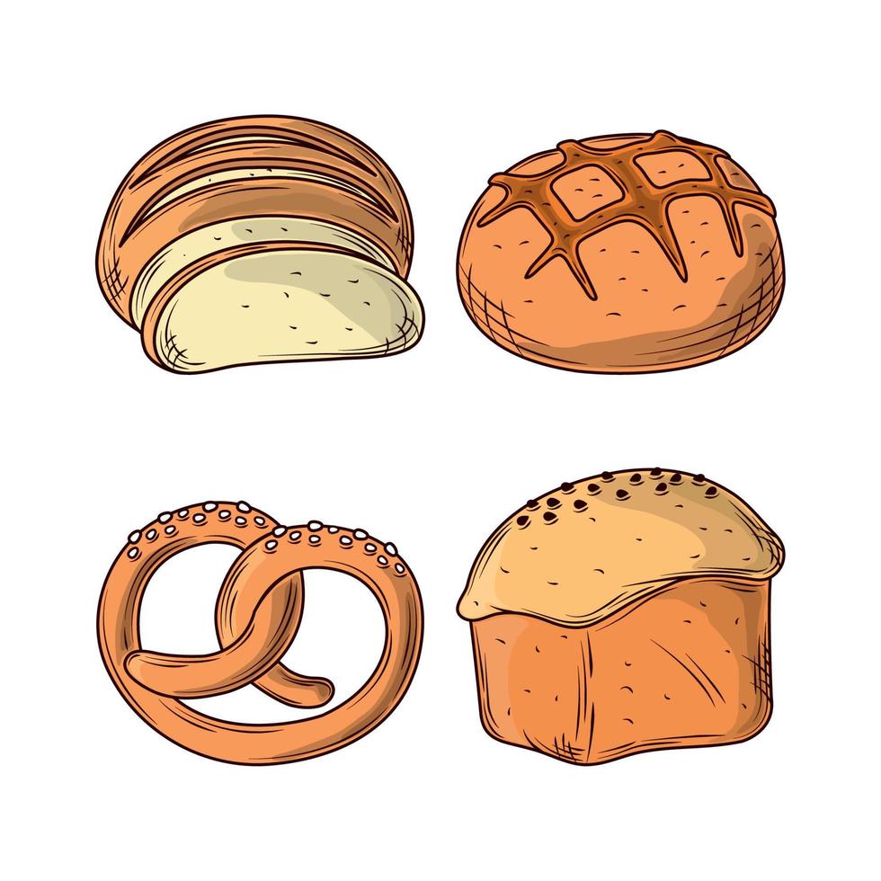 set of bread vector