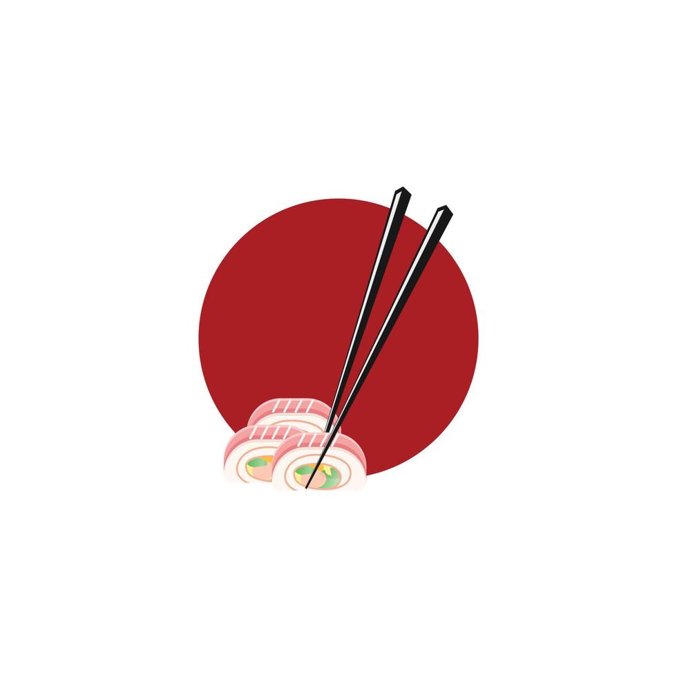 logo de sushi con palillos vector
