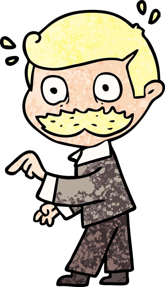 cartoon man with mustache making a point vector