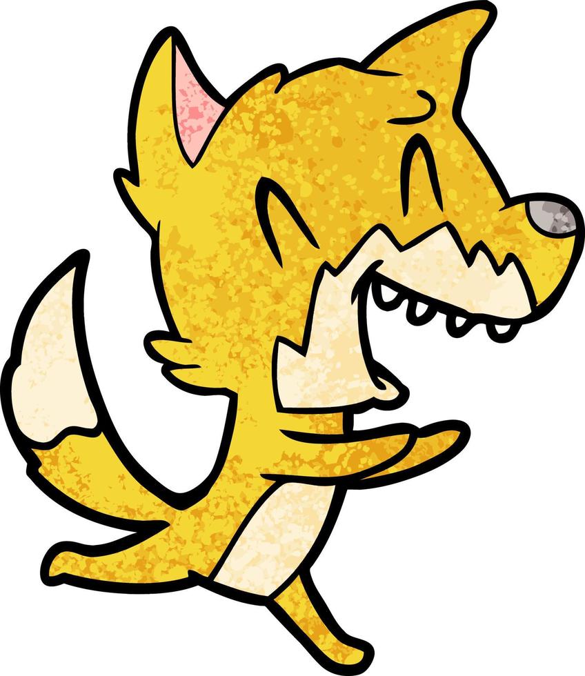 laughing fox running away vector