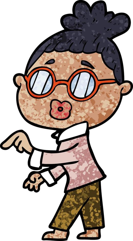cartoon woman wearing spectacles vector
