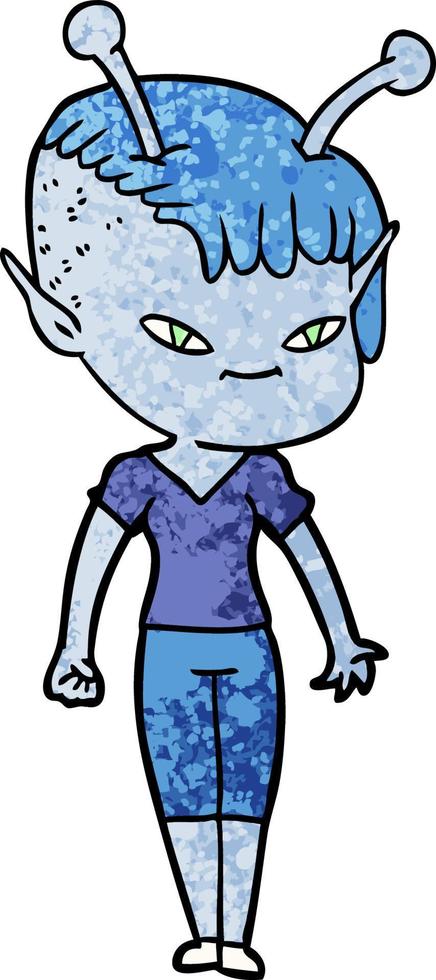 cute cartoon alien girl vector