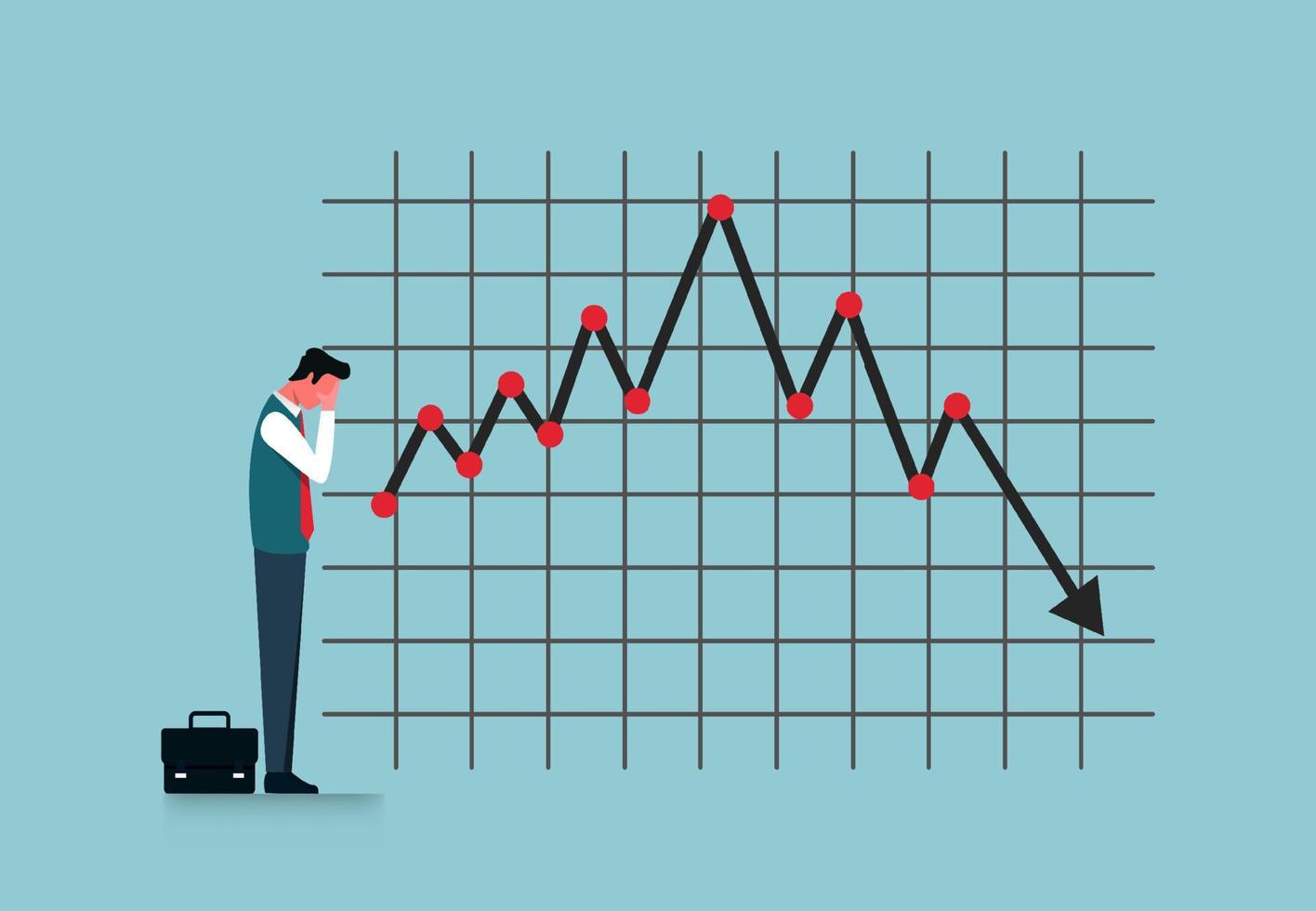 Illustration of financial crisis, stock market and currency, financial trend arrow economic risk crisis, money lost business symbol vector