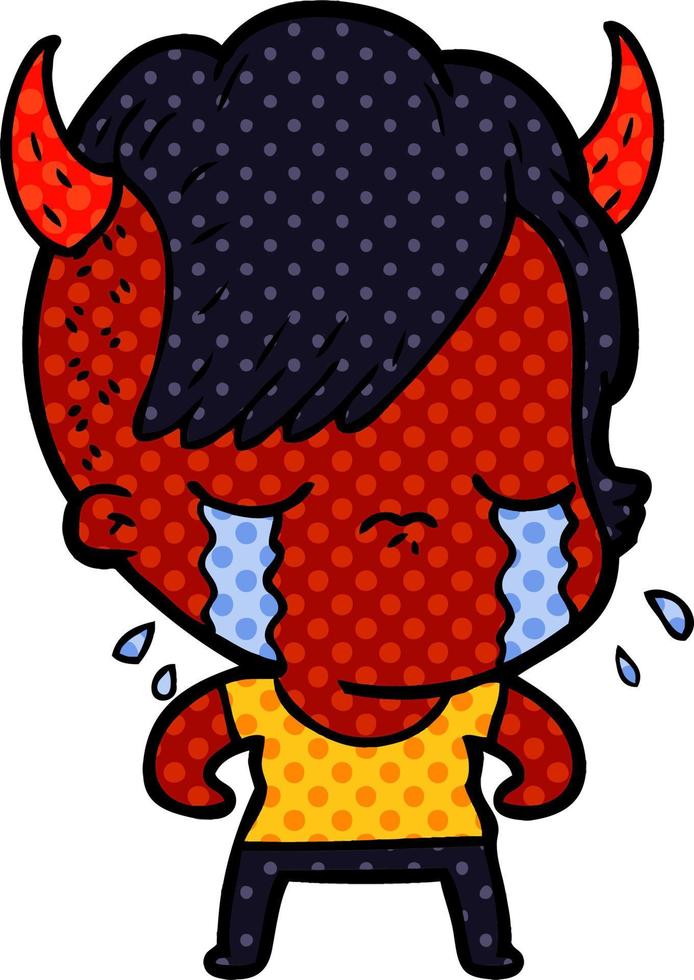 cartoon crying girl vector