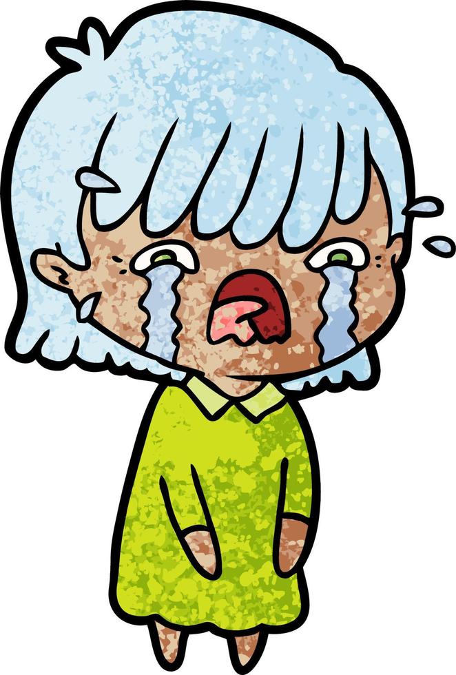 cartoon girl crying vector