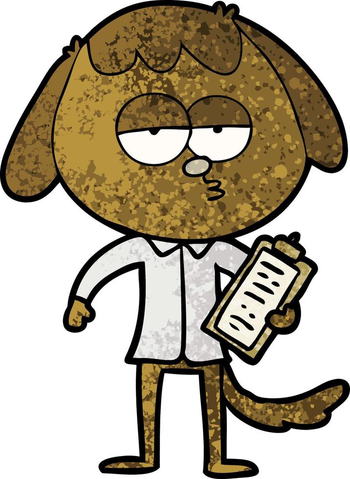 cartoon bored dog in office clothes vector