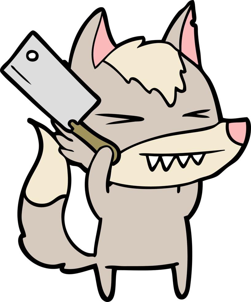 dibujos animados de lobo enojado vector