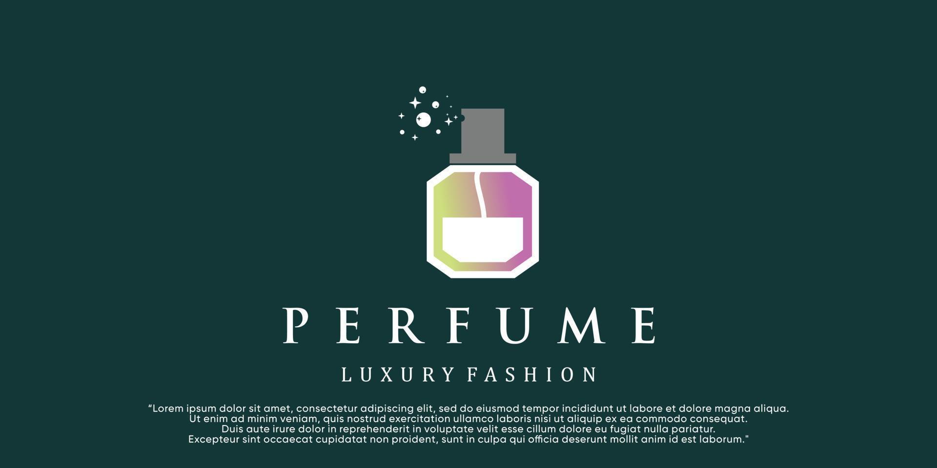 plantilla de logotipo de perfume de belleza femenina. fragancia de estilo lineal creativo, botella de spray, vector premium de diseño de lujo