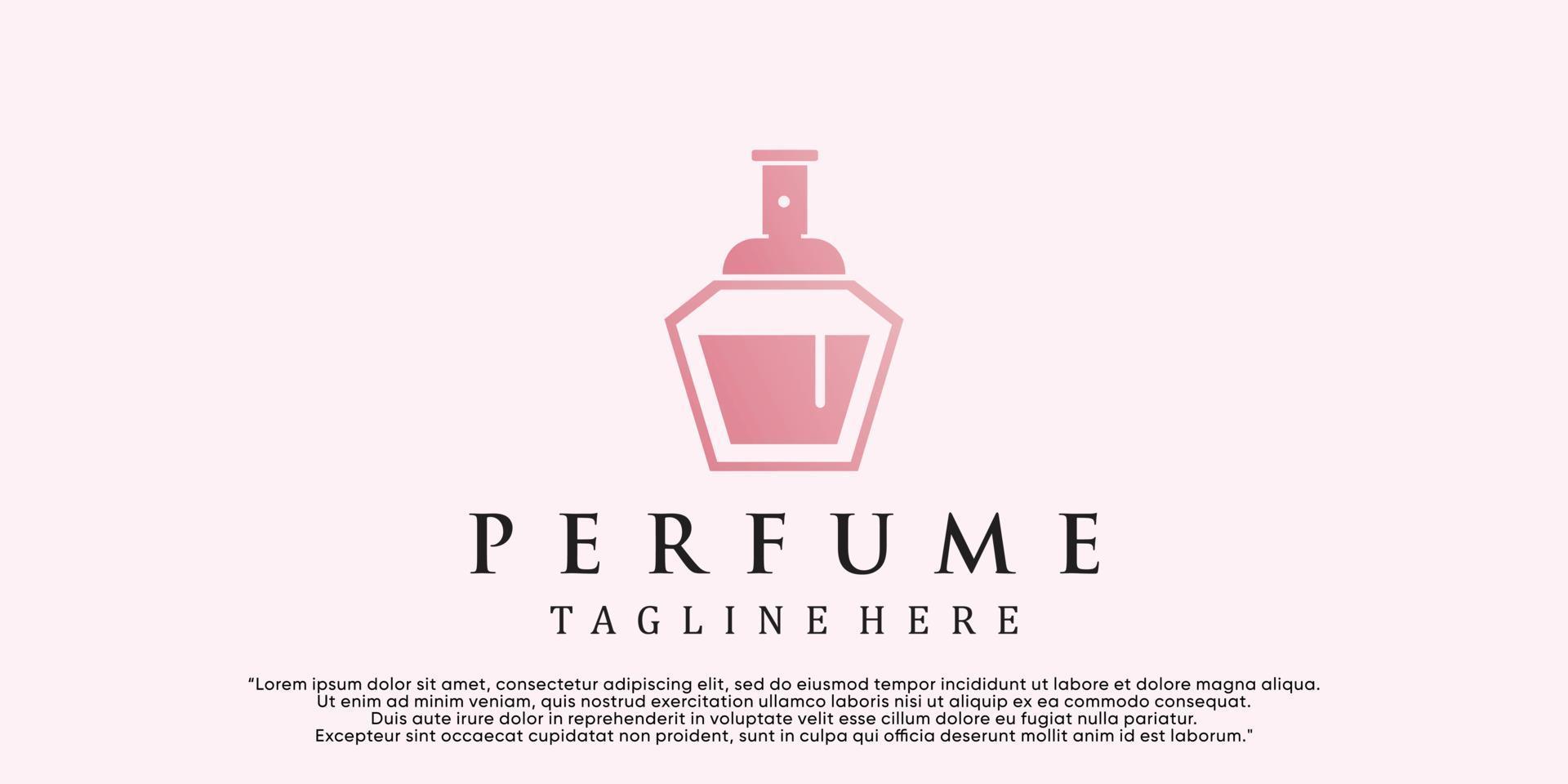 Feminine beauty perfume logo template. creative linear style fragrance, spray bottle, luxury design Premium Vector
