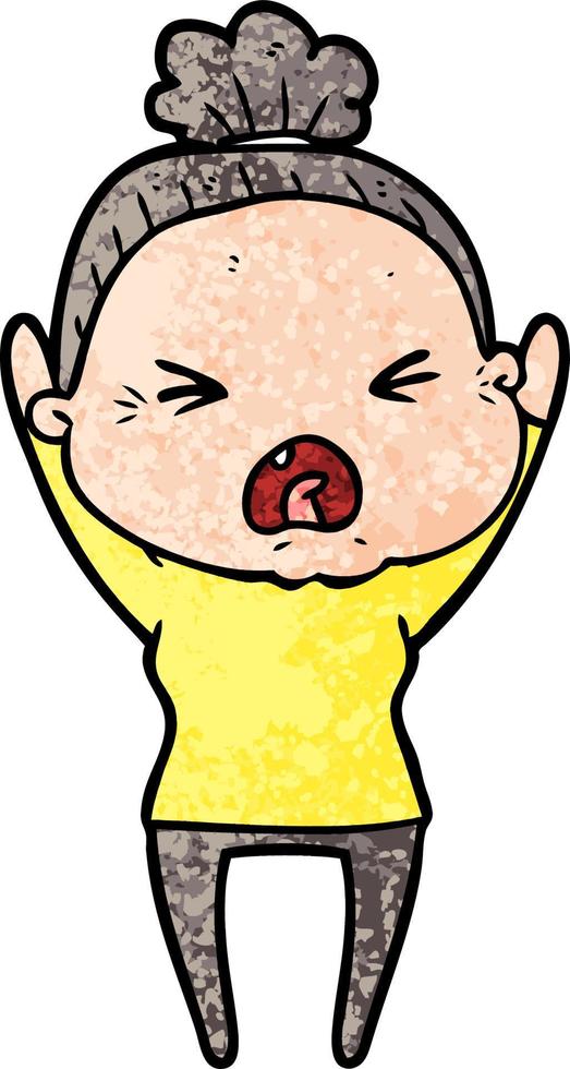 cartoon angry old woman vector