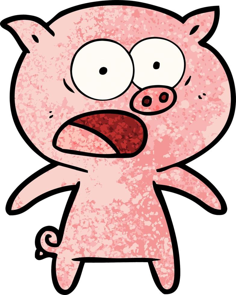 cartoon pig shouting vector