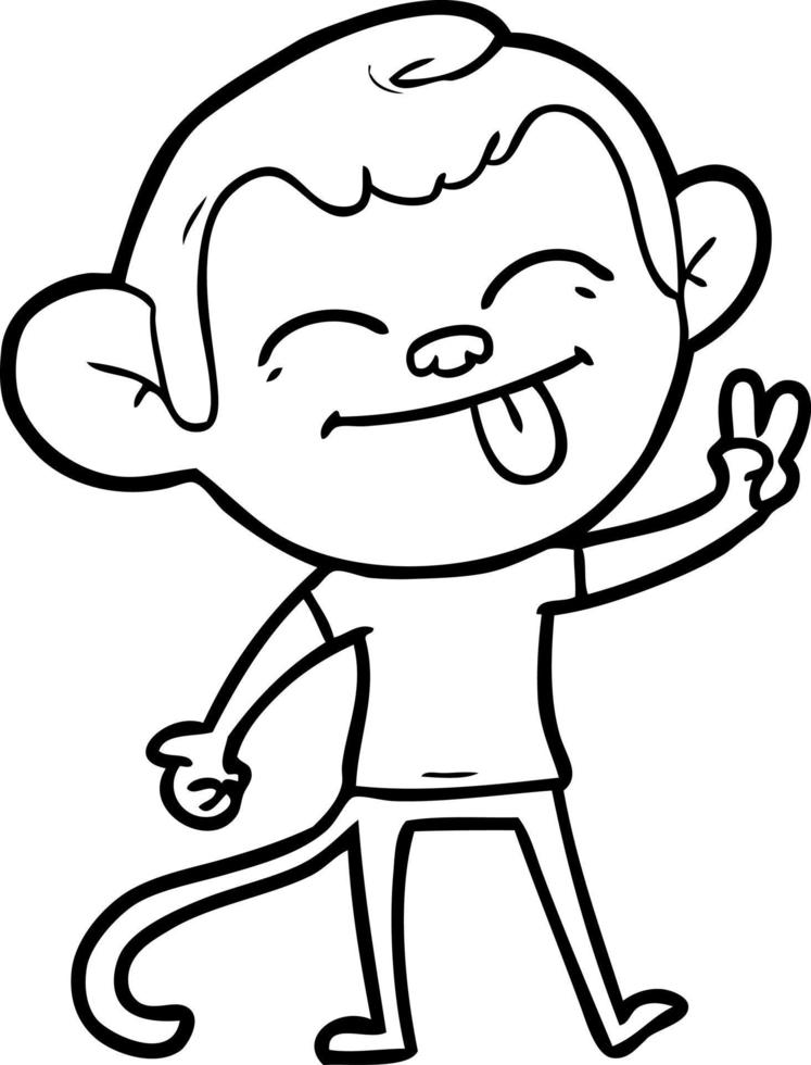 funny cartoon monkey making peace sign vector