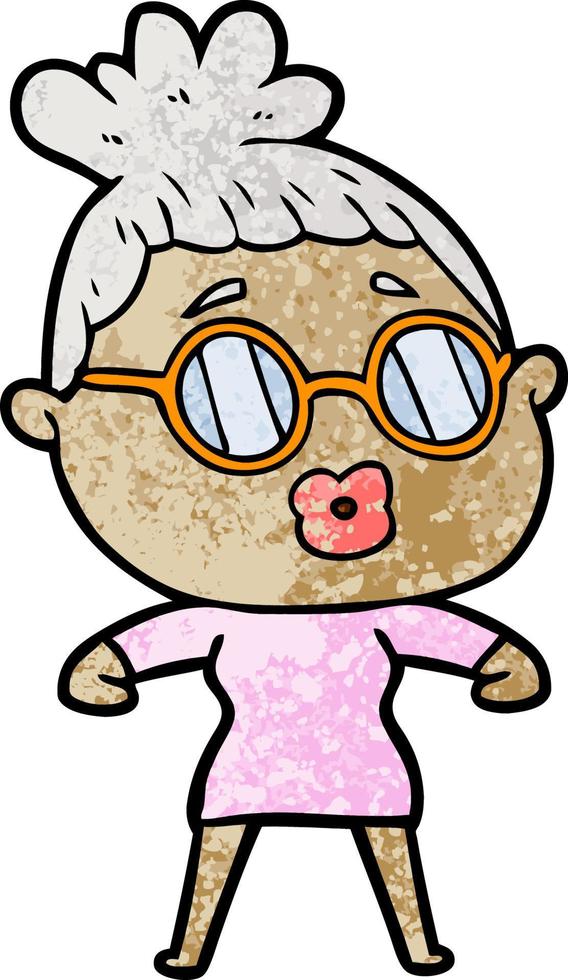 cartoon woman wearing spectacles vector