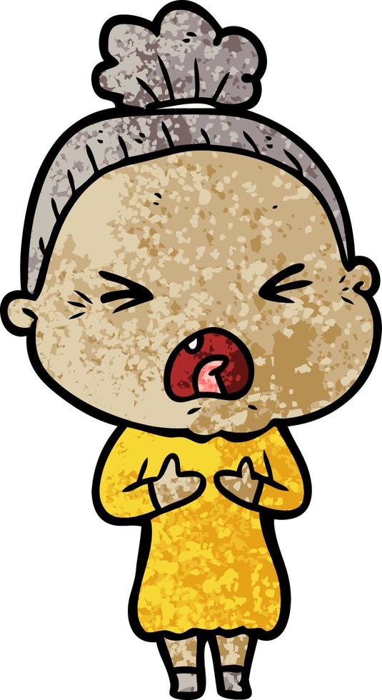 cartoon angry old woman vector