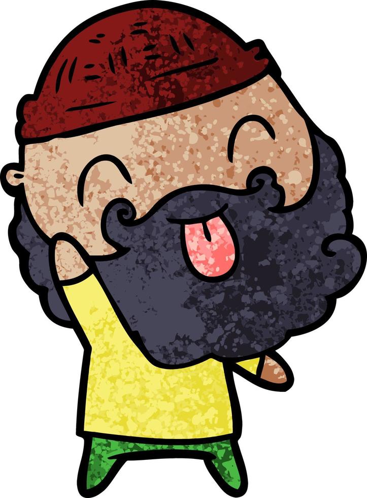 hombre con barba sacando la lengua vector