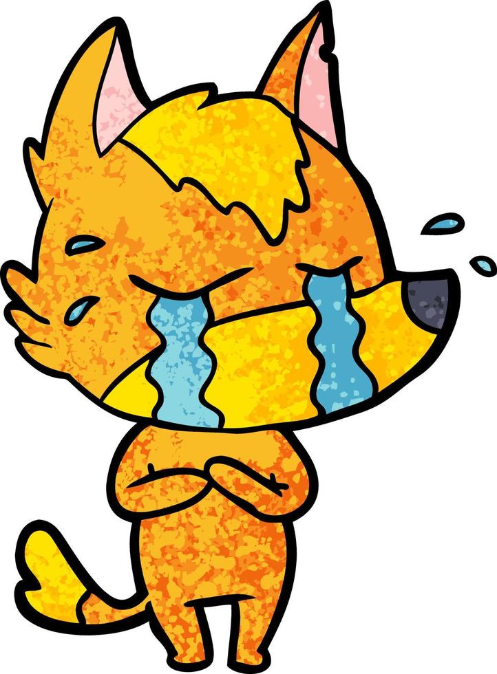 sad little fox cartoon character vector
