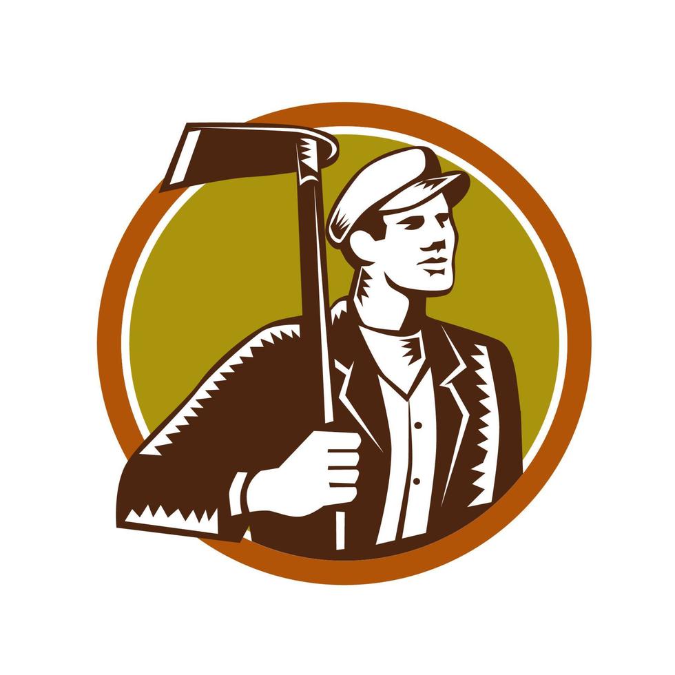 Gardener Landscaper Grub Hoe Woodcut vector