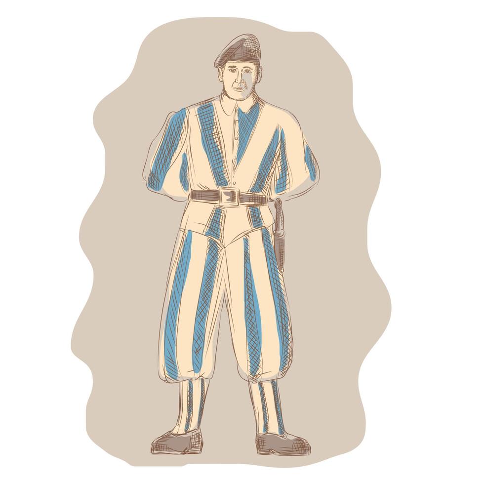 Swiss Guard Standing Sketch vector