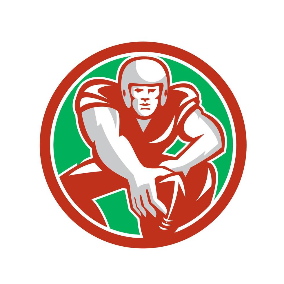 Football Player Snap Circle Retro vector