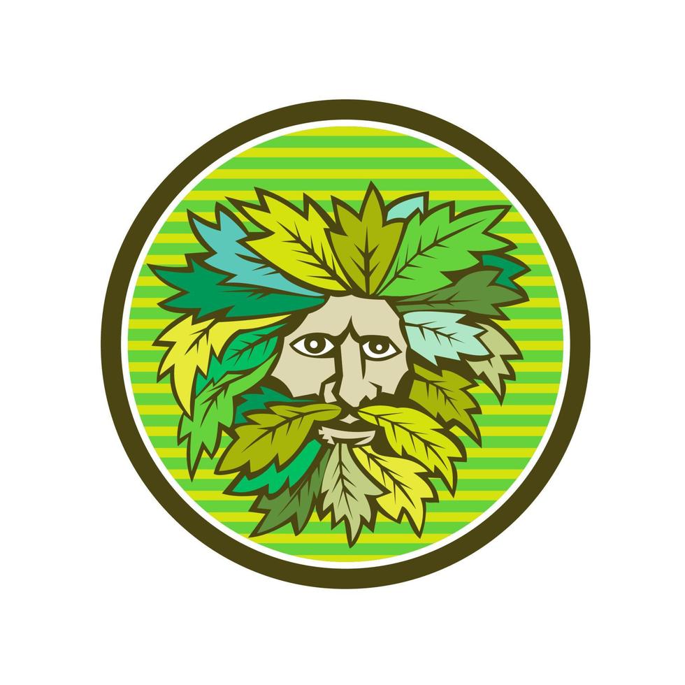 Green Man Foliate Head Circle Retro vector