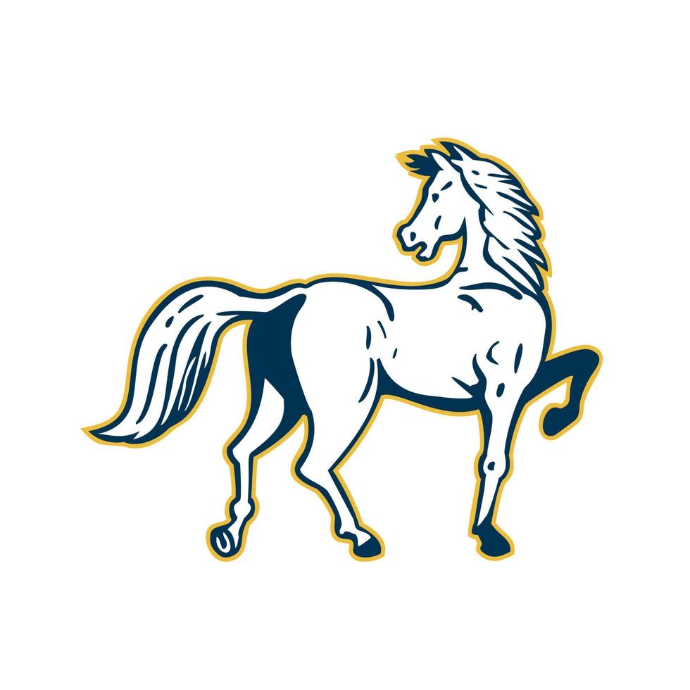Horse Prancing Rear View Retro vector