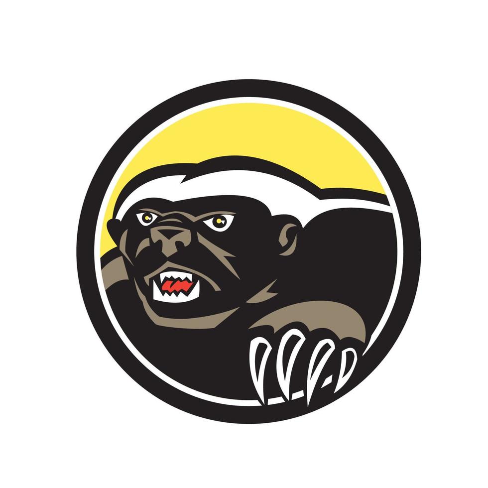 Honey Badger Claws Side Circle Retro vector