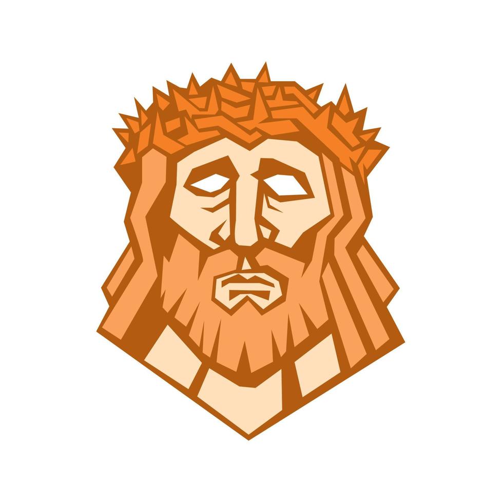 Jesus Christ Face Crown Thorns Retro vector