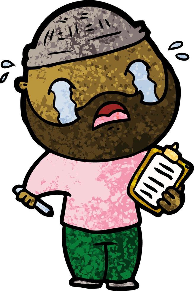 cartoon bearded man crying vector